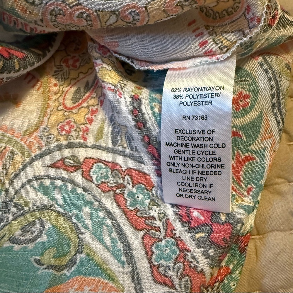 Spense Women Colorful Paisley Flowy Tunic Blouse Size 2X. Crochet neckline. - Picture 9 of 11